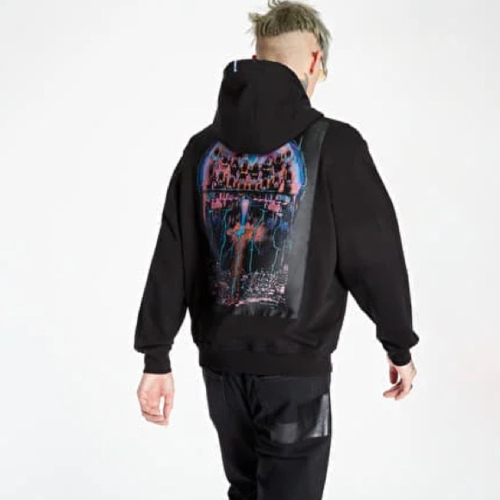 MCQ Alexander McQueen Relaxed Hoodie Arcade Patch Darkest Black XL NEW